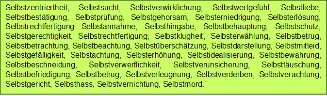 Selbstbegriffe-Selbstsucht-Drehen um sich selbst